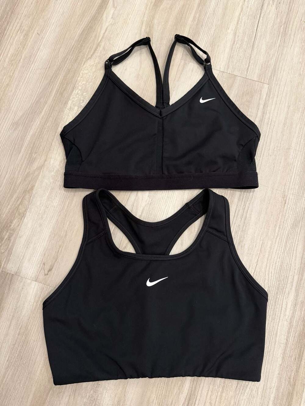 Nike Sports Bra Set Size L Black Dri-Fit Adjustable Straps Activewear